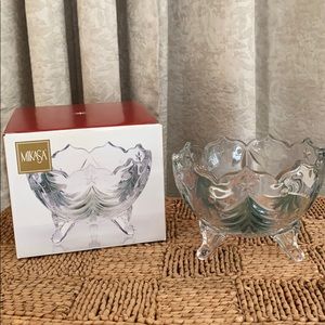 Mikasa Lead Crystal Holiday Evergreen Tree Bowl Dish Decor Table Wear